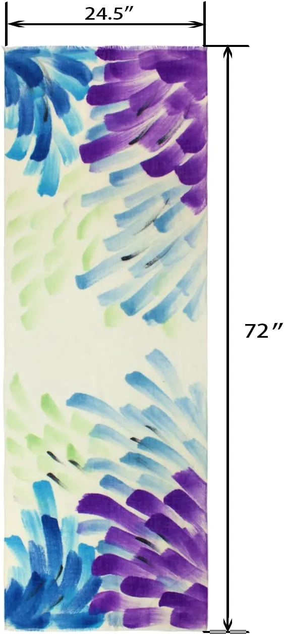 Dahlia Women's 100% wool Scarfs, Wraps, and Shawls, Ink Painting Flower Style