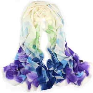 Dahlia Women's 100% wool Scarfs, Wraps, and Shawls, Ink Painting Flower Style