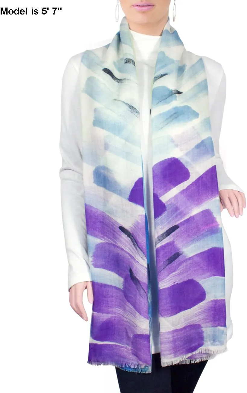 Dahlia Women's 100% wool Scarfs, Wraps, and Shawls, Ink Painting Flower Style