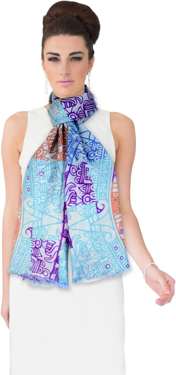 Dahlia Women's 100% wool Scarfs, Wraps, and Shawls, Ink Painting Flower Style