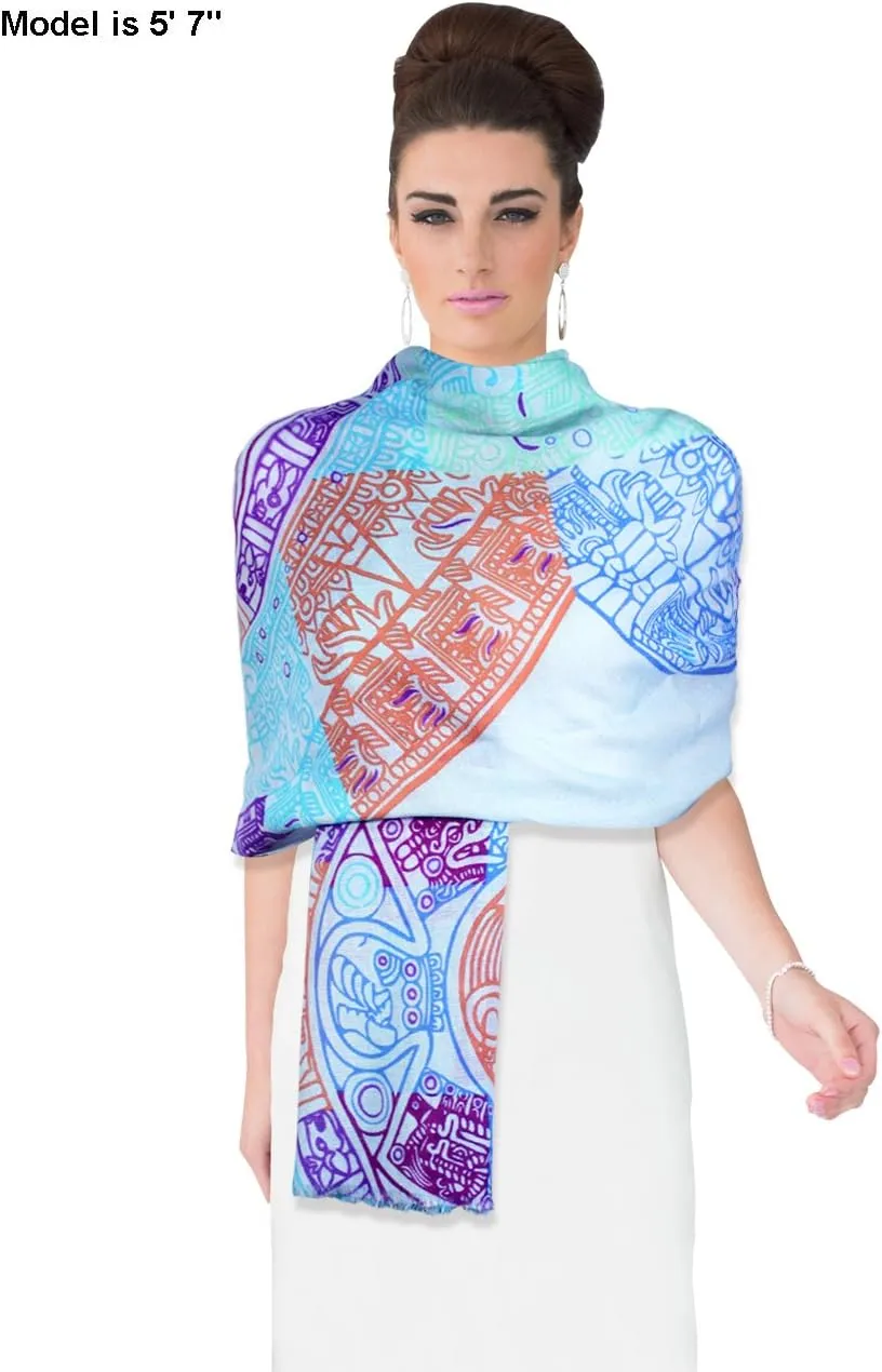 Dahlia Women's 100% wool Scarfs, Wraps, and Shawls, Ink Painting Flower Style
