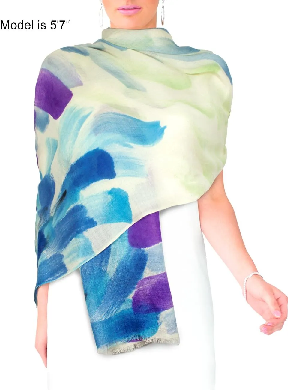 Dahlia Women's 100% wool Scarfs, Wraps, and Shawls, Ink Painting Flower Style