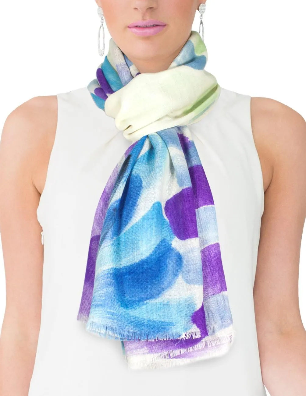 Dahlia Women's 100% wool Scarfs, Wraps, and Shawls, Ink Painting Flower Style