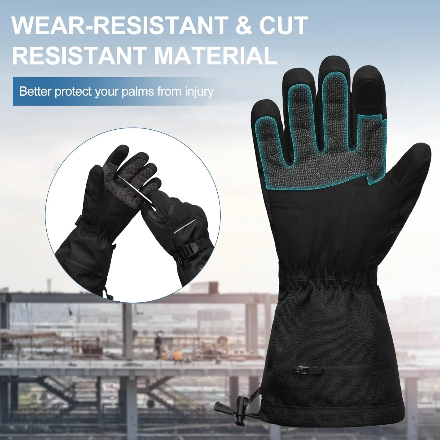 day wolf Winter Work Gloves, Rechargeable Waterproof Cut-resistant Gloves Touch Screen Electric Motorcycle Snow Ski Gloves
