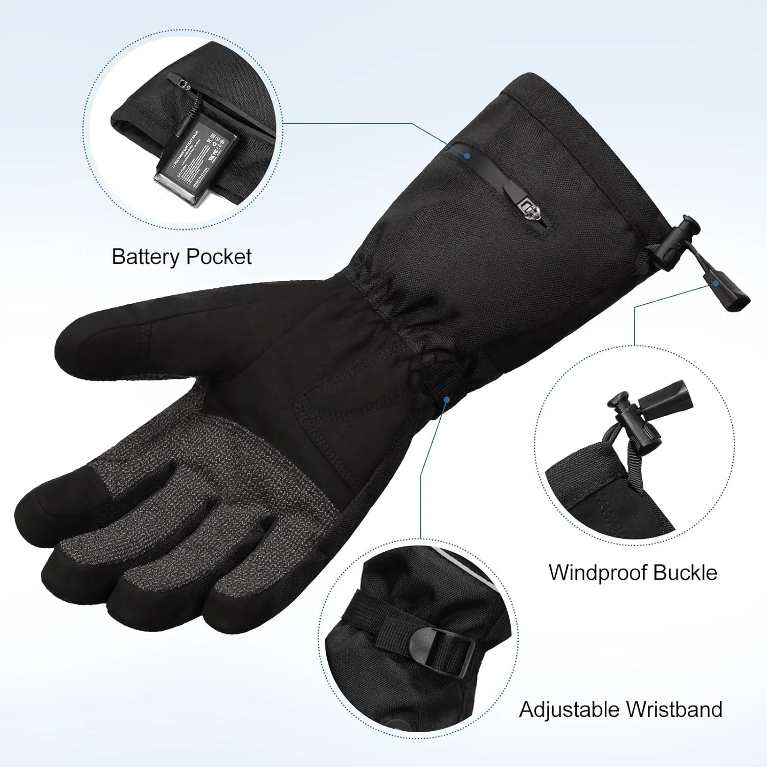 day wolf Winter Work Gloves, Rechargeable Waterproof Cut-resistant Gloves Touch Screen Electric Motorcycle Snow Ski Gloves