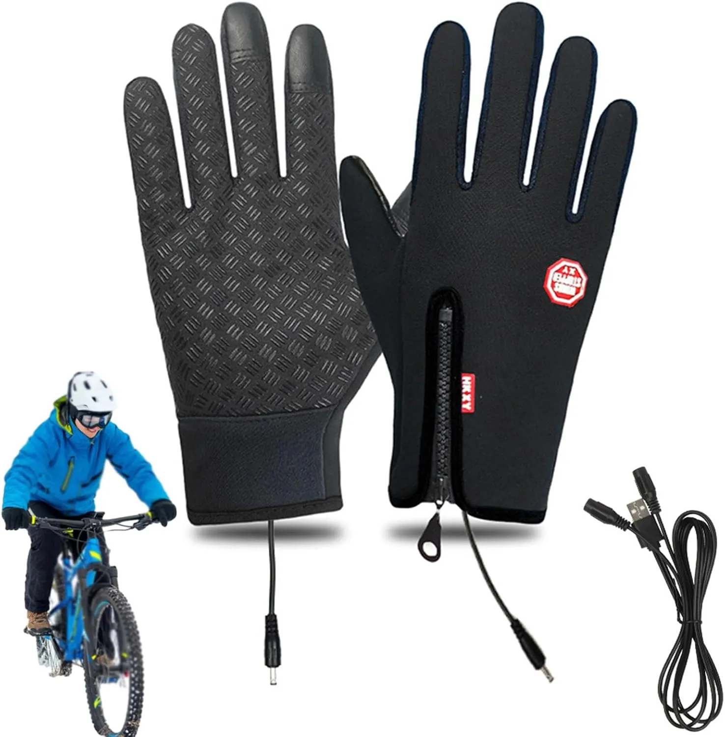 Dazzle Sport Heated Gloves, Dazzlesport Heated Gloves, Warm Thermal USB Outdoor Heated Gloves Windproof Waterproof (Black Heated, X-Large)