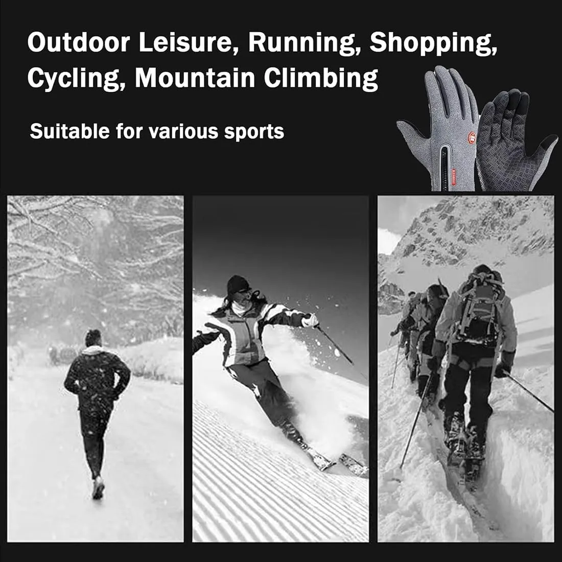 Dazzlesport Heated Gloves,Cozyseasonco Thermal Winter Gloves,Electric Touchscreen Outdoor Sports Gloves for Cold Weather (Gray,XL)