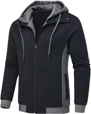 Dninmim Mens Zipper Hoodie Casual Hooded Sweatshirt Jacket Sportswear