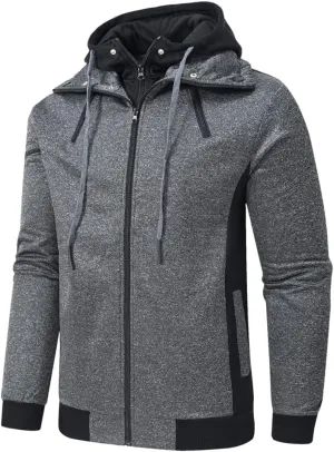 Dninmim Mens Zipper Hoodie Casual Hooded Sweatshirt Jacket Sportswear