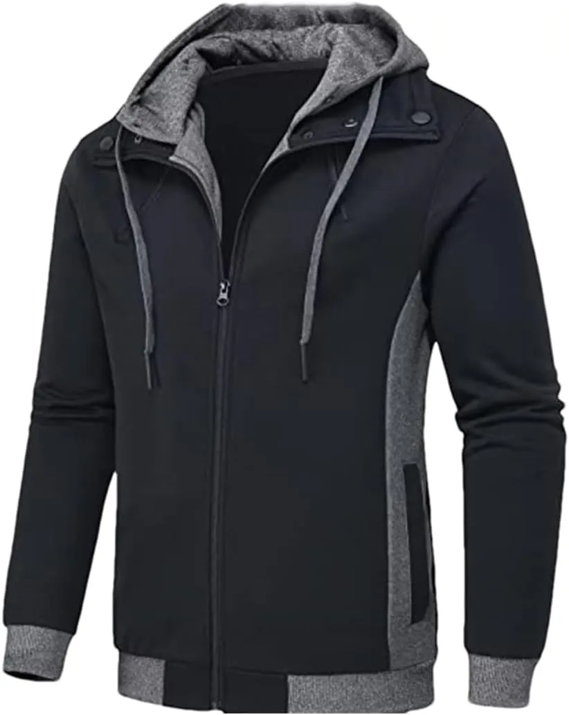 Dninmim Mens Zipper Hoodie Casual Hooded Sweatshirt Jacket Sportswear