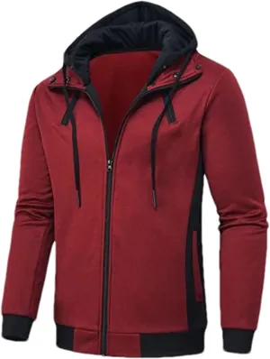 Dninmim Mens Zipper Hoodie Casual Hooded Sweatshirt Jacket Sportswear