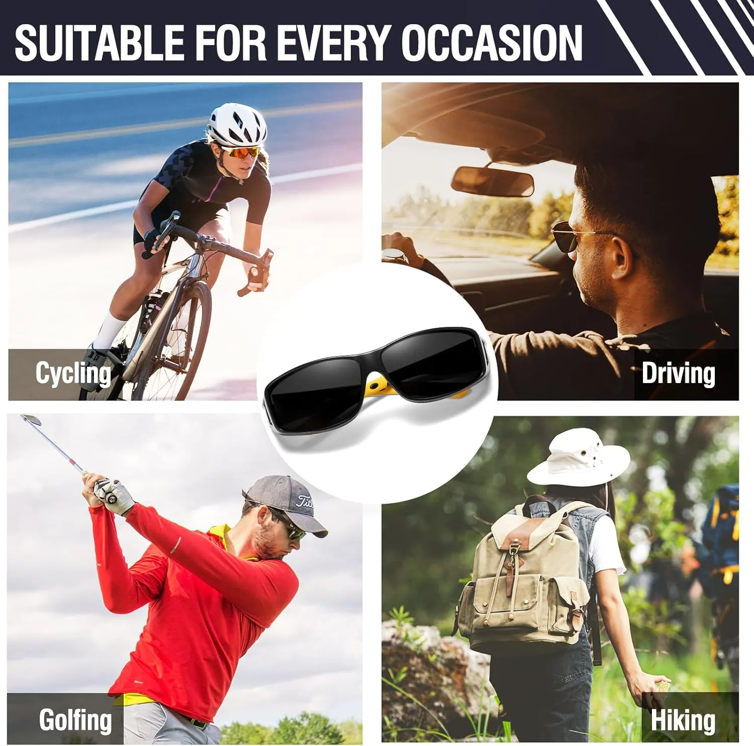 DUCO Fit Over Sunglasses for Men and Women Polarized UV400 Protection Wrap Around Driving Oversized Shades DC8968