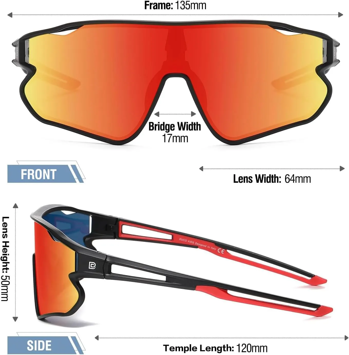 DUCO Kids Sunglasses Youth Baseball Sun Glasses Lightweight TR90 Frame UV400 Sports Cycling Shades for Boys Girls DK268