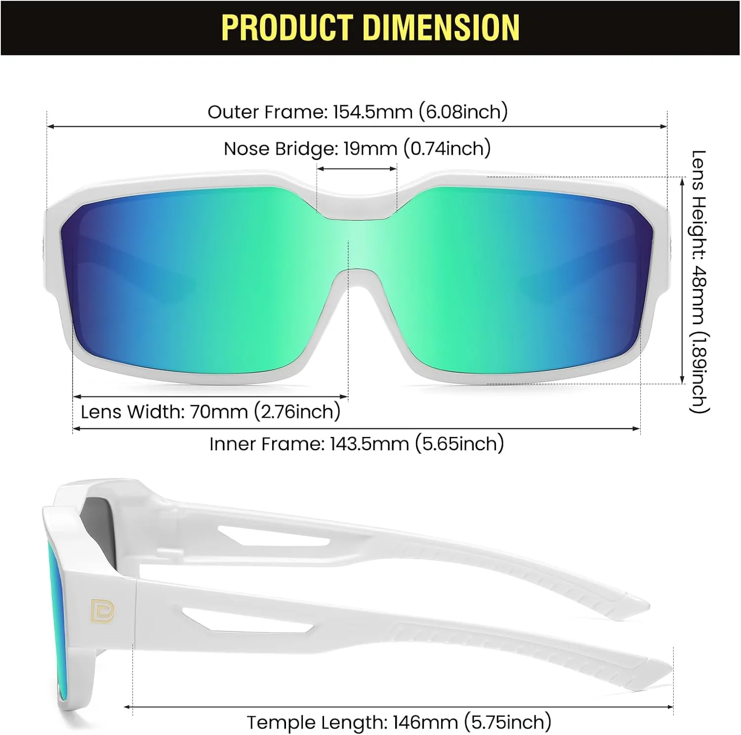 DUCO Sports Polarized Fit Over Sunglasses for Men Women Wrap Around Wear Over Glasses for Cycling Fishing DC8868