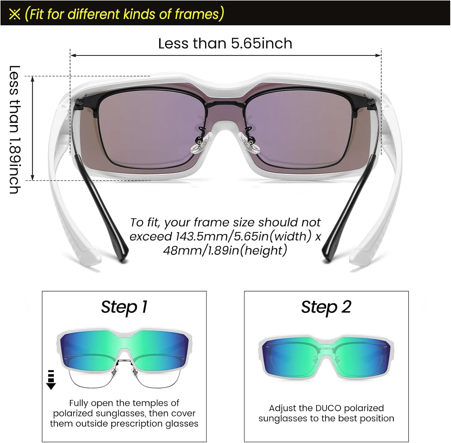 DUCO Sports Polarized Fit Over Sunglasses for Men Women Wrap Around Wear Over Glasses for Cycling Fishing DC8868
