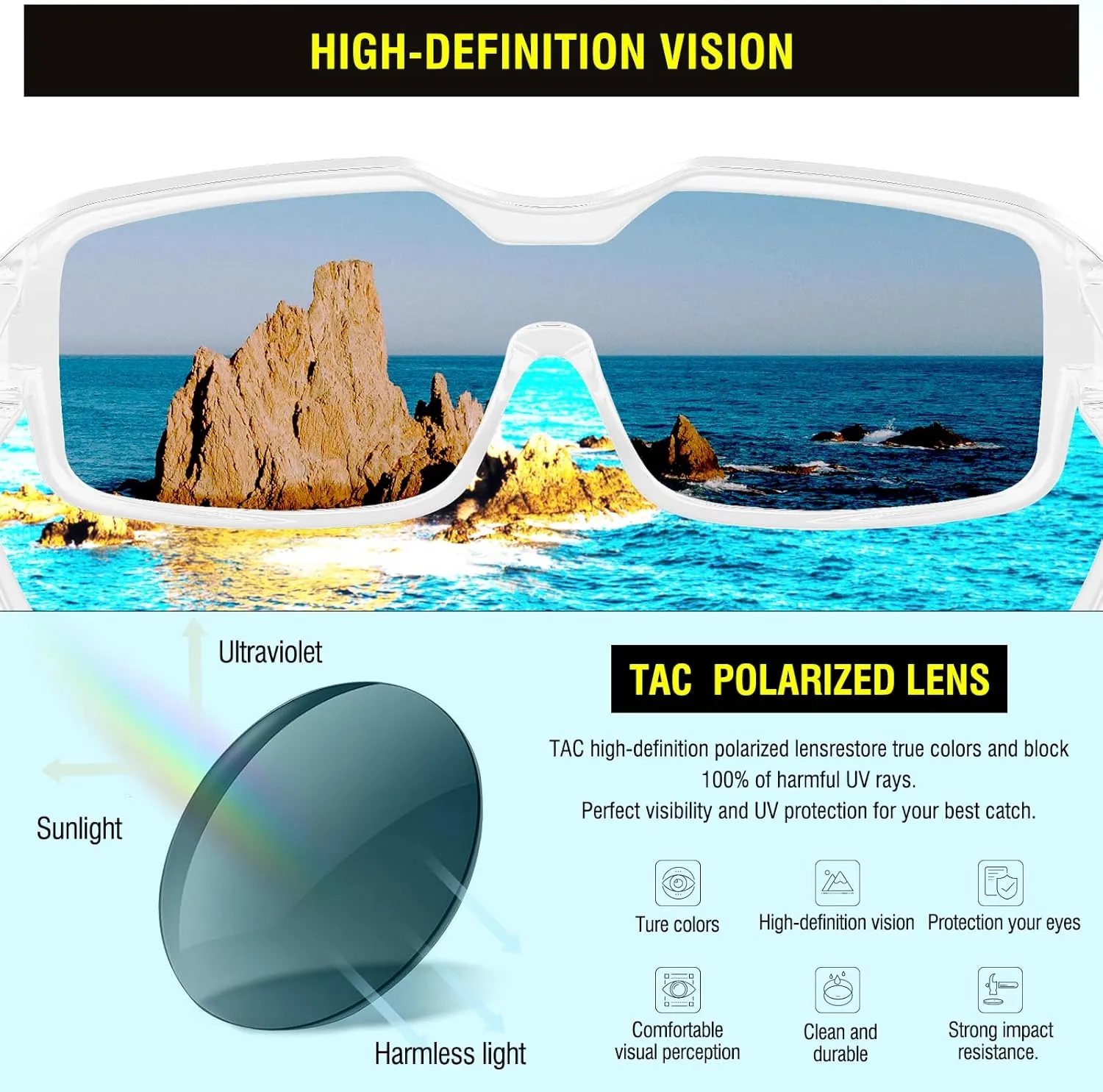 DUCO Sports Polarized Fit Over Sunglasses for Men Women Wrap Around Wear Over Glasses for Cycling Fishing DC8868