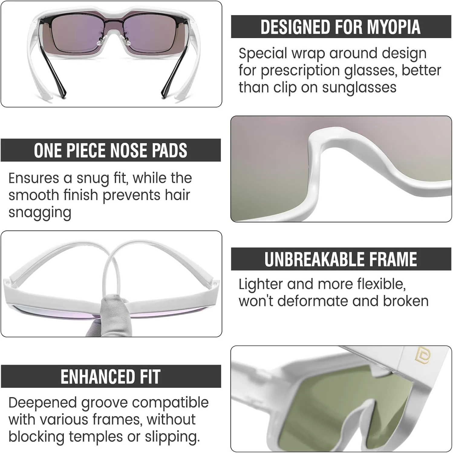 DUCO Sports Polarized Fit Over Sunglasses for Men Women Wrap Around Wear Over Glasses for Cycling Fishing DC8868