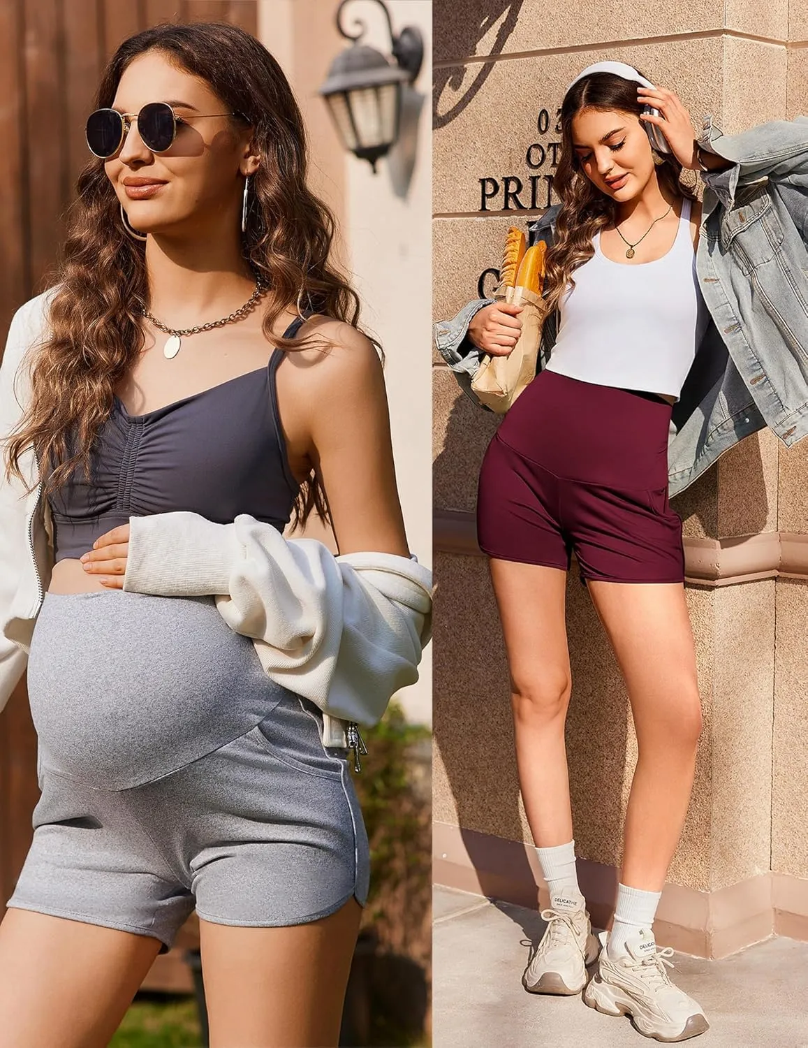 Ekouaer Women's Maternity Shorts Over The Belly Pregnancy Lounge Summer Workout Running Pajama Sleep Short with Pockets S-XXL