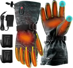 Electric Heated Gloves for Men, Windproof Ski Gloves Rechargeable 7.4V 3200mAh Battery with Touchscreen，Heating Gloves for Winter Cold Weather, XL