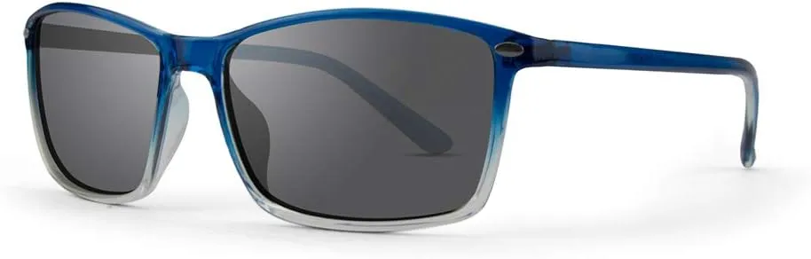 Epoch Eyewear Murphy Sport Cycle Sunglasses w/Black Zipper Case and Microfiber Pouch Blue Fade Frame Polarized Smoke Lens