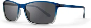 Epoch Eyewear Murphy Sport Cycle Sunglasses w/Black Zipper Case and Microfiber Pouch Blue Fade Frame Polarized Smoke Lens