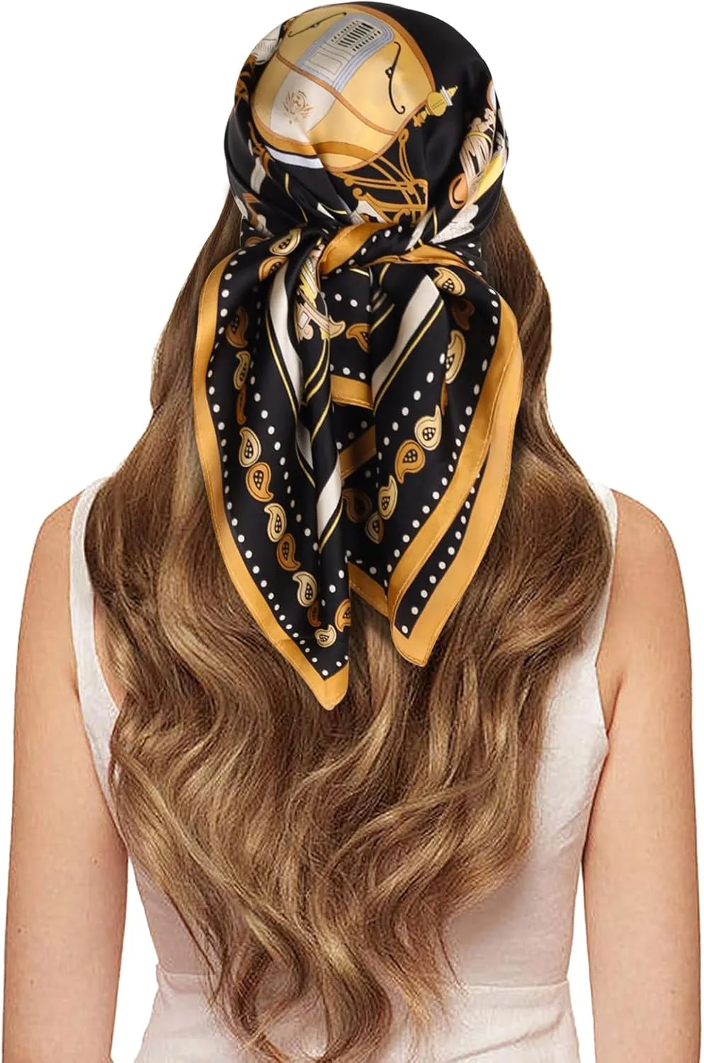 EXTREE 100% Pure Mulberry Silk Scarf Fashion Hair for Women Scarf Lightweight Square Neckerchief 27.5× 27.5 inches