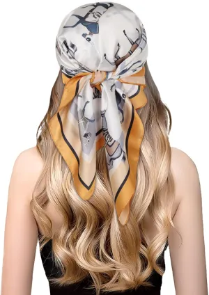 EXTREE 100% Pure Mulberry Silk Scarf Fashion Hair for Women Scarf Lightweight Square Neckerchief 27.5× 27.5 inches