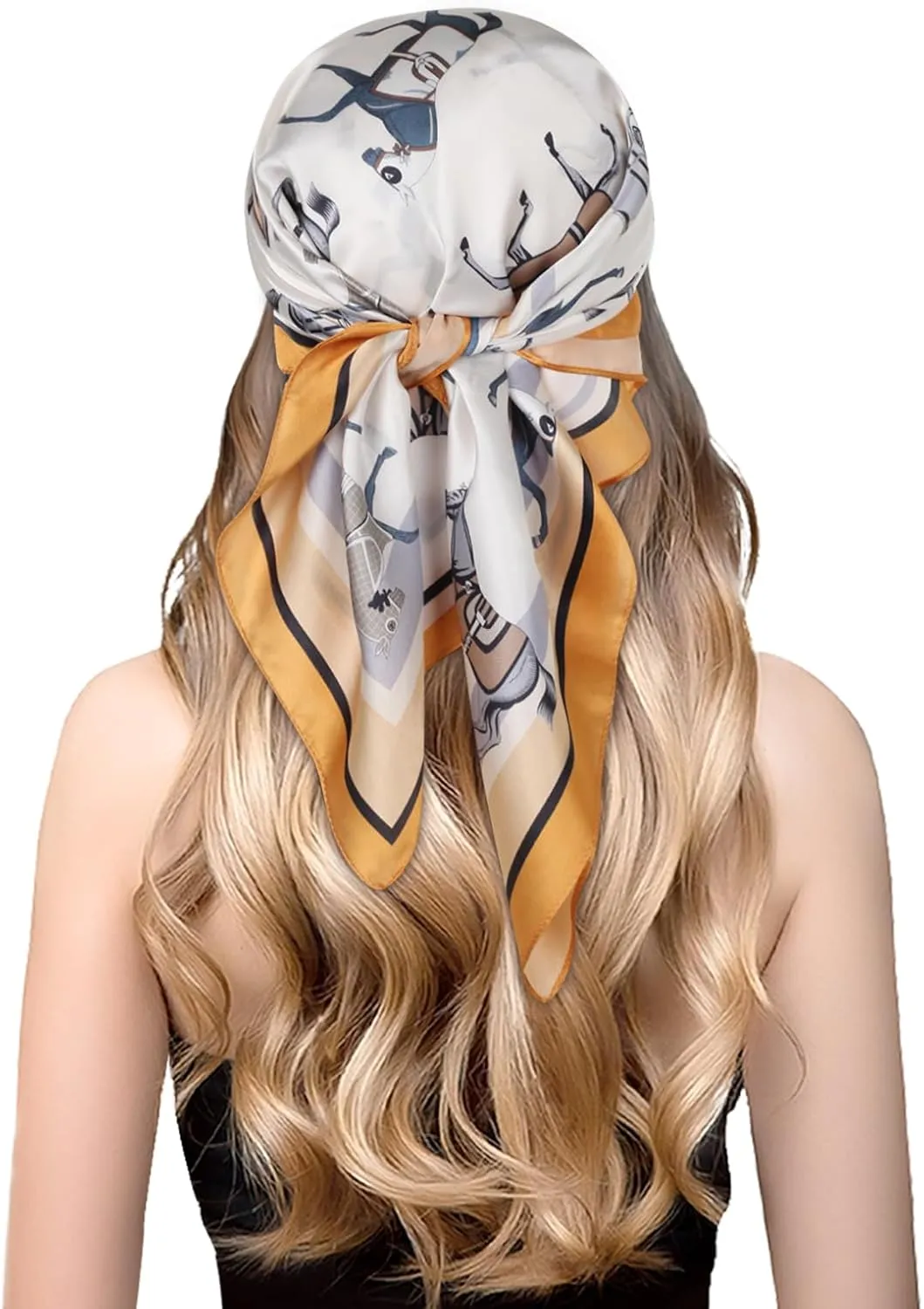 EXTREE 100% Pure Mulberry Silk Scarf Fashion Hair for Women Scarf Lightweight Square Neckerchief 27.5× 27.5 inches