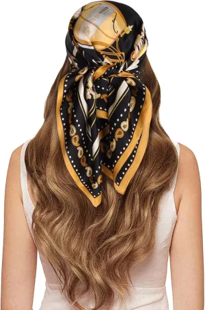 EXTREE 100% Pure Mulberry Silk Scarf Fashion Hair for Women Scarf Lightweight Square Neckerchief 27.5× 27.5 inches