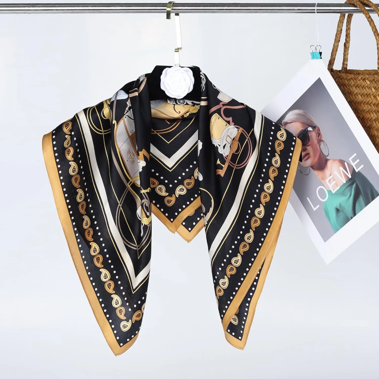 EXTREE 100% Pure Mulberry Silk Scarf Fashion Hair for Women Scarf Lightweight Square Neckerchief 27.5× 27.5 inches