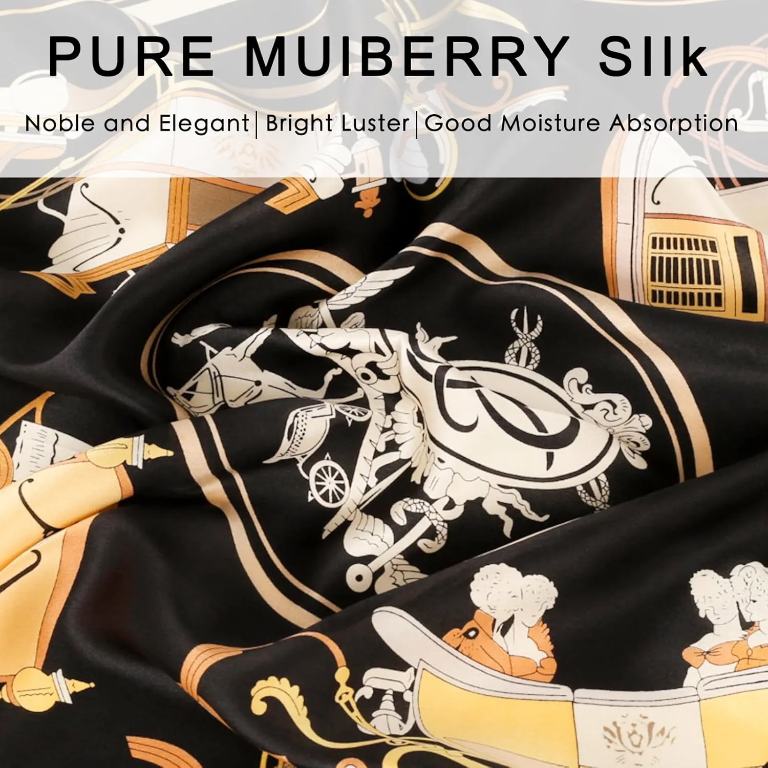 EXTREE 100% Pure Mulberry Silk Scarf Fashion Hair for Women Scarf Lightweight Square Neckerchief 27.5× 27.5 inches