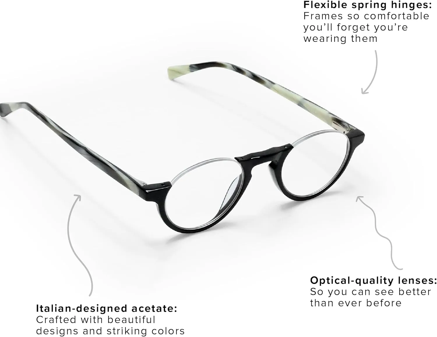 eyebobs - Vice Chair | Premium Reading Glasses for Men and Women | Half Rim Frame for Narrow Faces | Available in 0.0x - 4.0x