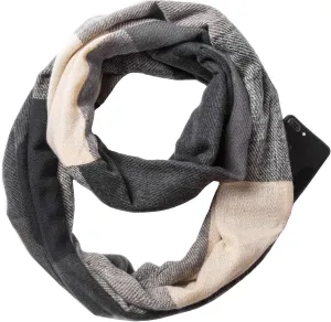 Fashion Infinity Scarf Plaid & Tartan Lightweight Travel Scarves for Women Girls Ladies with Hidden Zipper Pocket