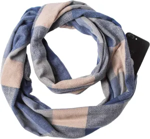 Fashion Infinity Scarf Plaid & Tartan Lightweight Travel Scarves for Women Girls Ladies with Hidden Zipper Pocket