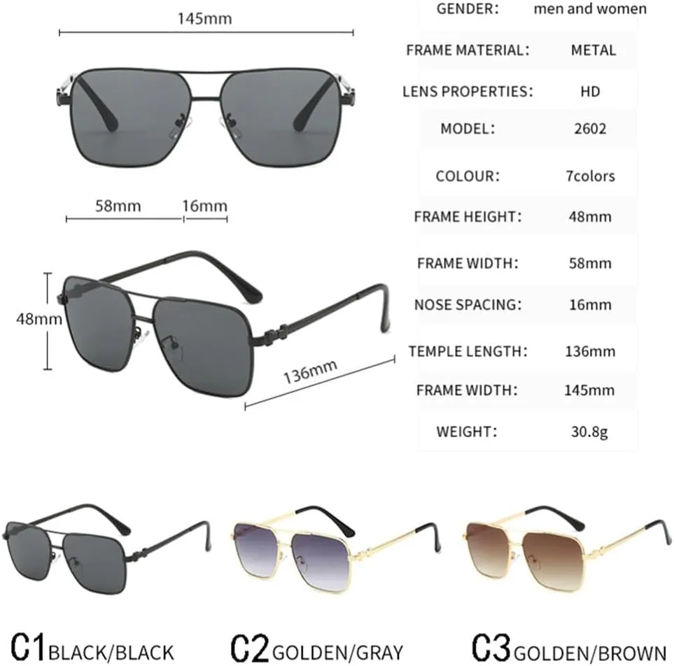 Fashion Metal Frame Man Outdoor Driving Sunglasses Classic Women Double Beam Glasses Sunglasses Men UV400