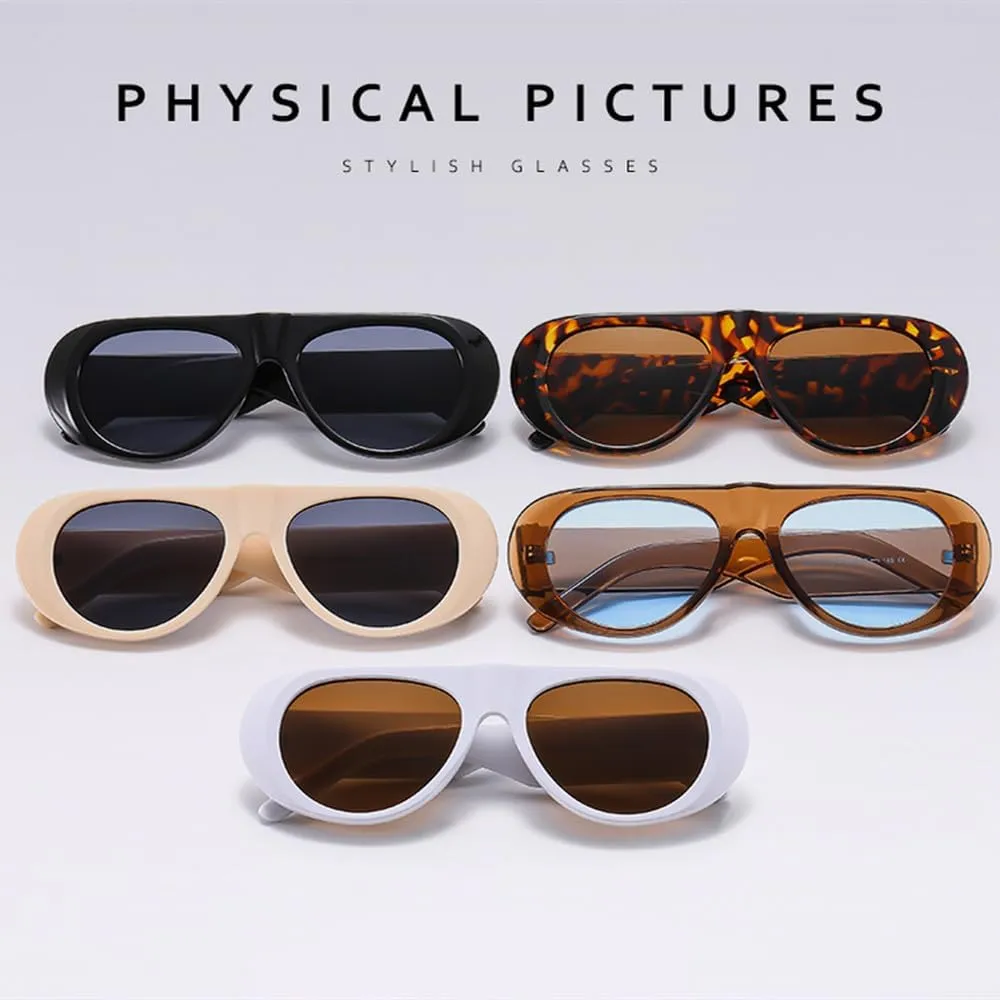 Fashion Retro Oval Large Frame Sunglasses Fashion Accessories Minimalist Resistant Sunglasses Female