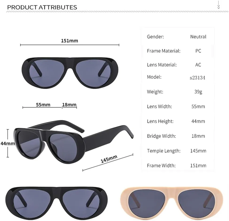 Fashion Retro Oval Large Frame Sunglasses Fashion Accessories Minimalist Resistant Sunglasses Female