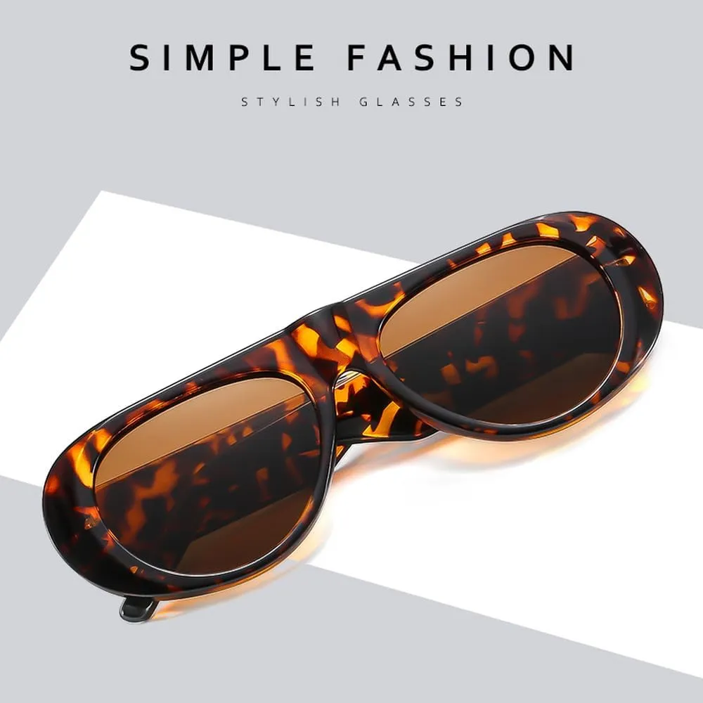 Fashion Retro Oval Large Frame Sunglasses Fashion Accessories Minimalist Resistant Sunglasses Female