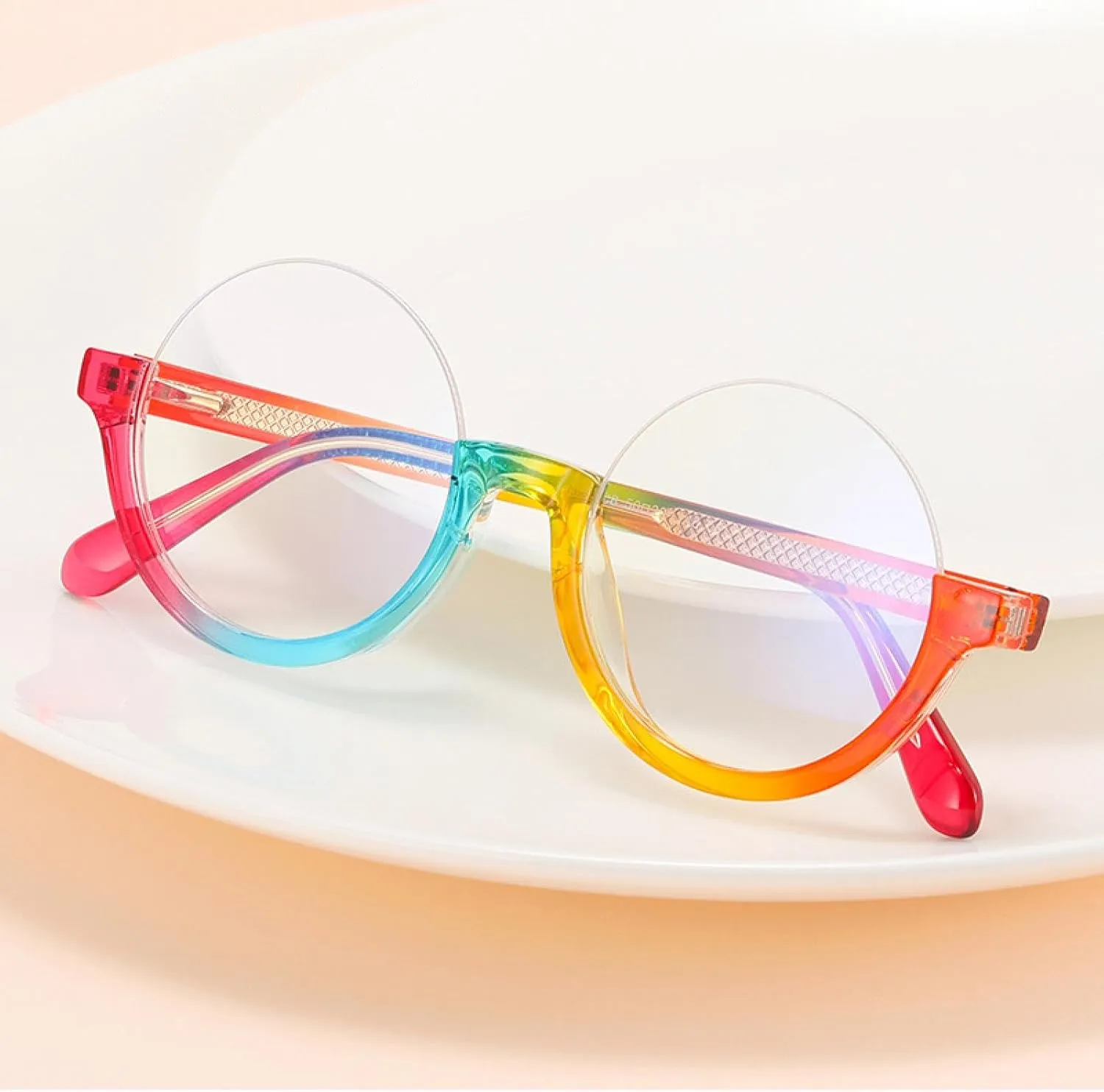 Fashion Round Glasses Frame Women Retro Eyewear Men Spring Hinge Colorful Leopard Frame