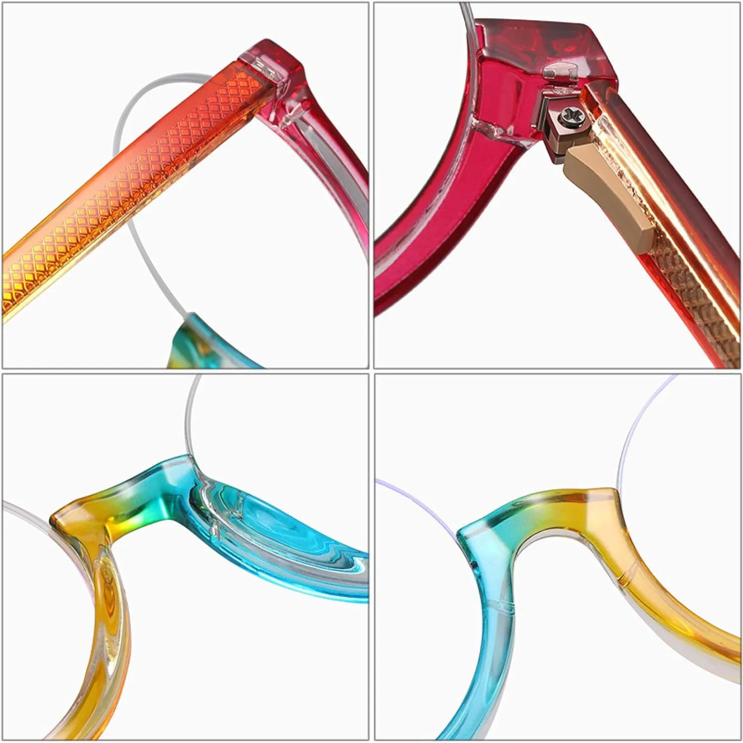 Fashion Round Glasses Frame Women Retro Eyewear Men Spring Hinge Colorful Leopard Frame