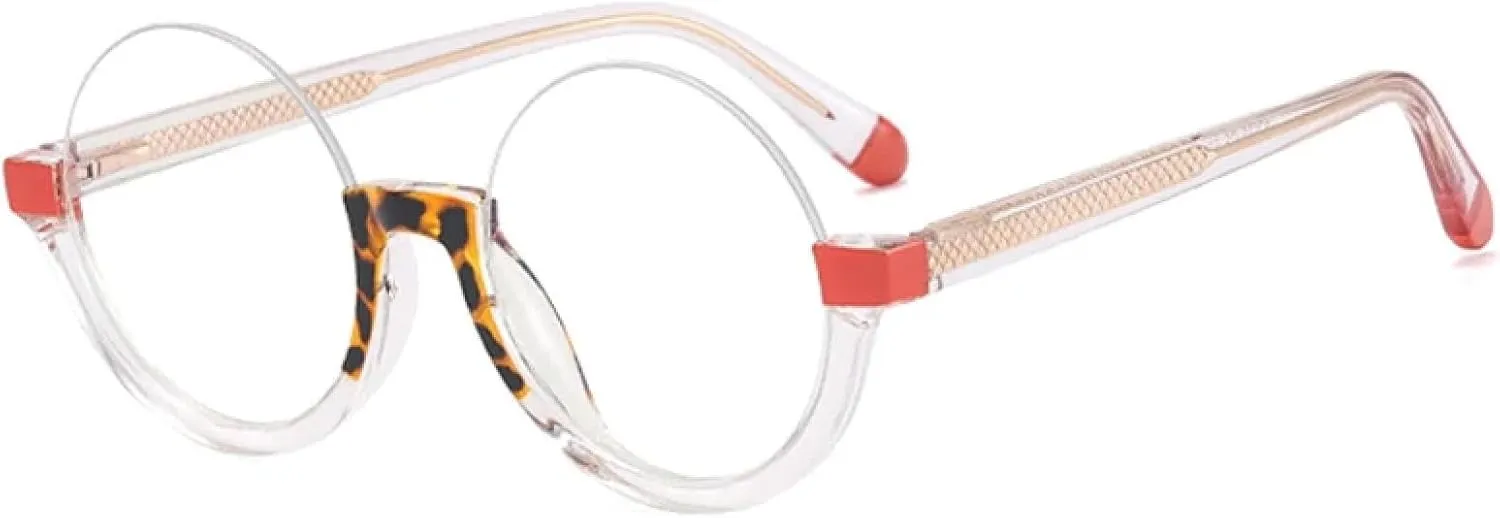 Fashion Round Glasses Frame Women Retro Eyewear Men Spring Hinge Colorful Leopard Frame