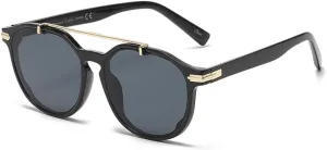 Fashion Round Sunglasses Women Luxury Double Beam Sun Glasses Men UV400 Black Shades Eyeglasses