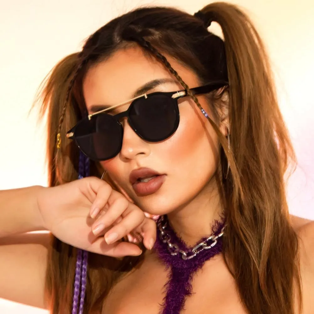 Fashion Round Sunglasses Women Luxury Double Beam Sun Glasses Men UV400 Black Shades Eyeglasses