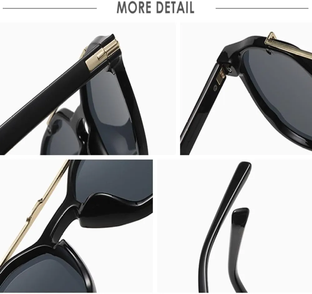 Fashion Round Sunglasses Women Luxury Double Beam Sun Glasses Men UV400 Black Shades Eyeglasses