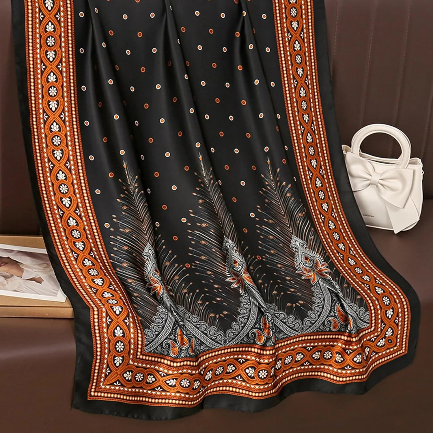 Fashion Scarves 100% Satin Silk Scarf Long Lightweight Sunscreen Shawls Wraps for Women Hair Scarves