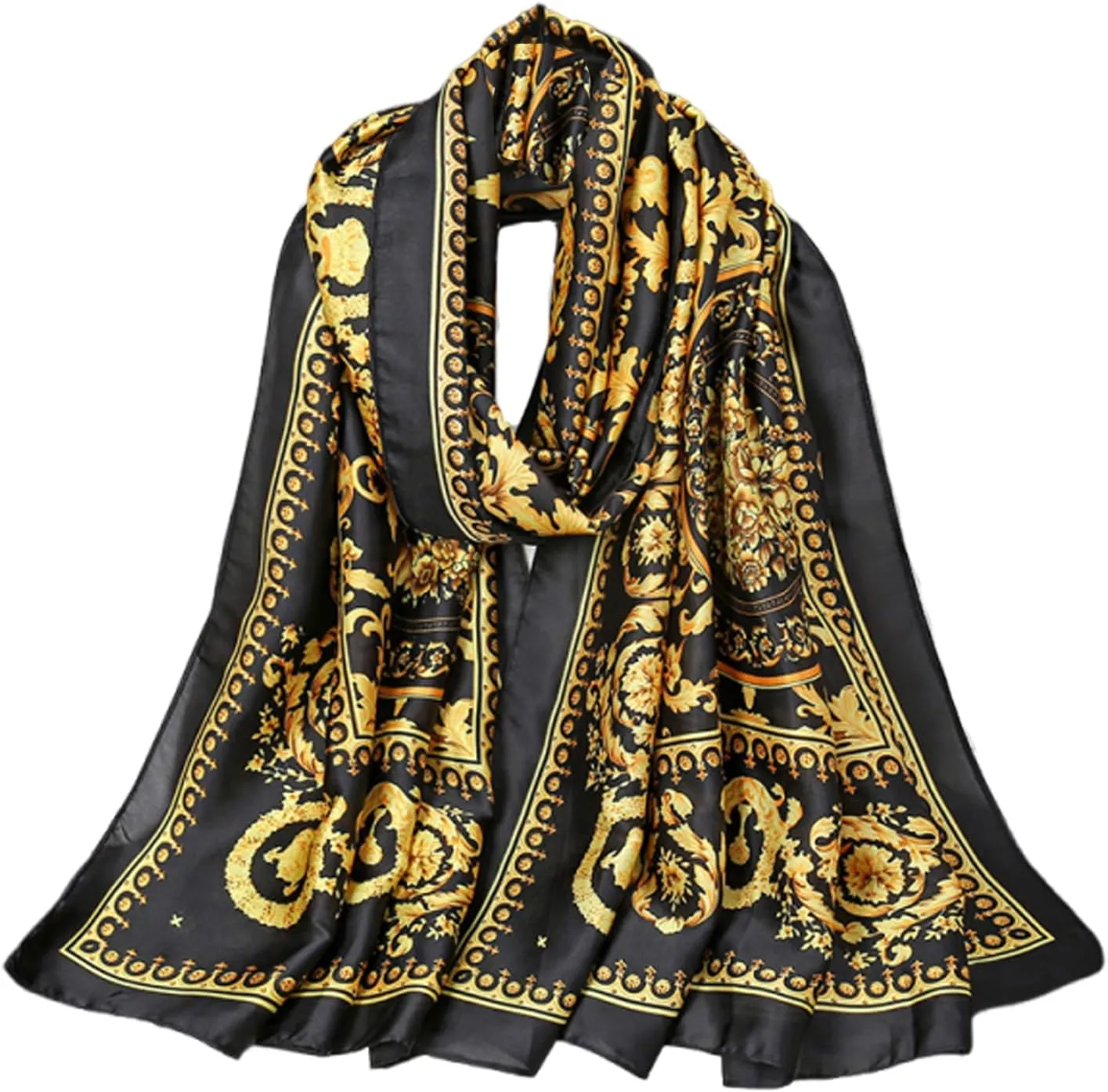 Fashion Scarves 100% Satin Silk Scarf Long Lightweight Sunscreen Shawls Wraps for Women Hair Scarves