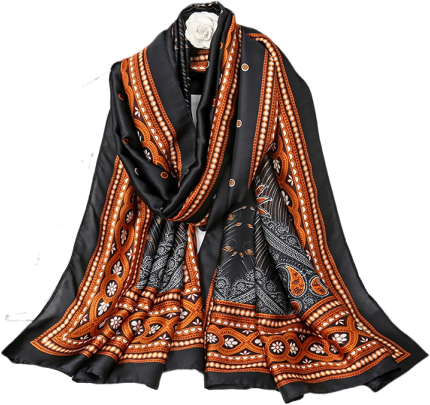 Fashion Scarves 100% Satin Silk Scarf Long Lightweight Sunscreen Shawls Wraps for Women Hair Scarves