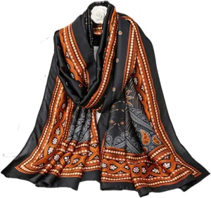 Fashion Scarves 100% Satin Silk Scarf Long Lightweight Sunscreen Shawls Wraps for Women Hair Scarves