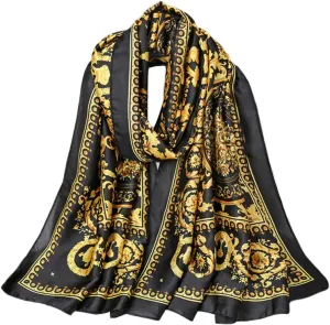 Fashion Scarves 100% Satin Silk Scarf Long Lightweight Sunscreen Shawls Wraps for Women Hair Scarves