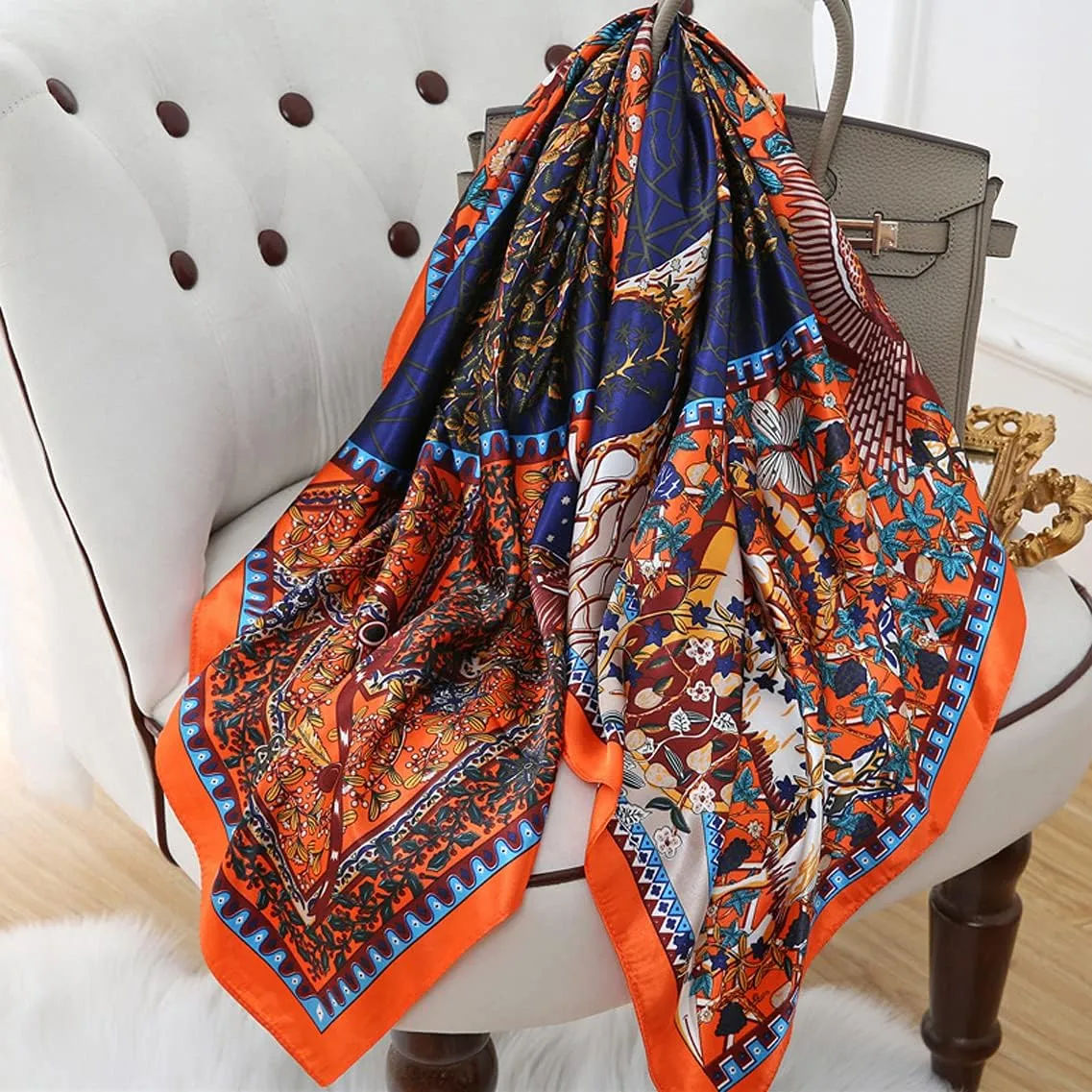Fashion Scarves Scarf 100% Silk Feeling Scarf Silk Like Scarves Long Lightweight Sunscreen Shawls for Women